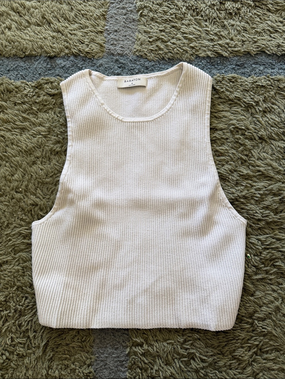 Babaton White/Ivory Ribbed Crop Tank
